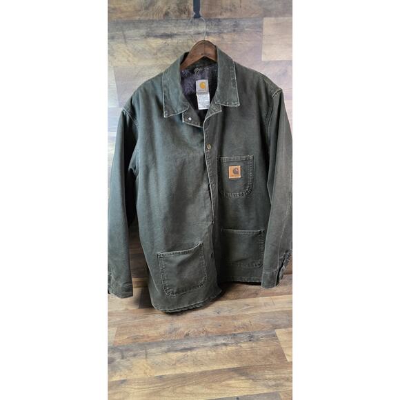 Vintage Carhartt C58 MOS Blanket-Lined Duck Chore Jacket Size XL Green - Picture 1 of 16